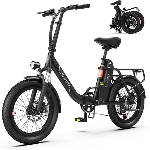 INVANTI 1000W Folding Electric Bike with Rear Rack