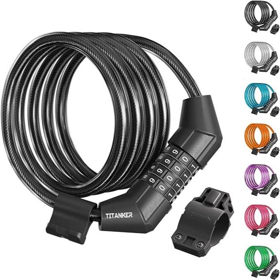 Titanker 4ft Bike Lock Cable with Mounting Bracket