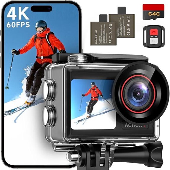 ODDV 4K60FPS Action Camera with LCD & Waterproof