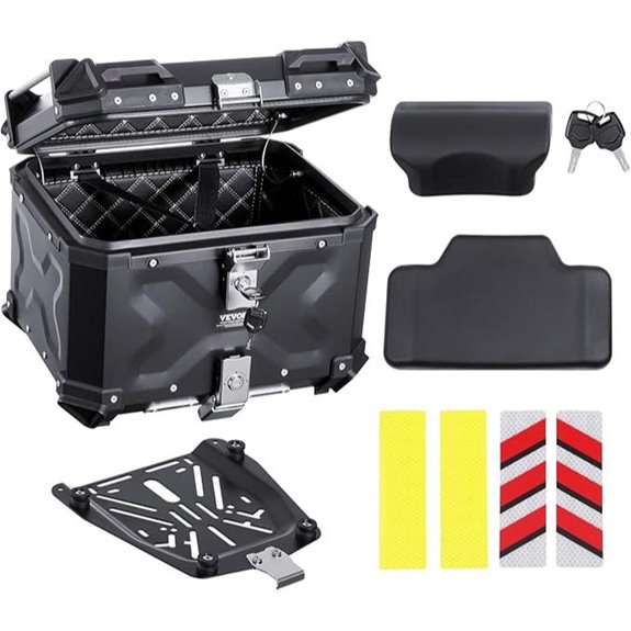 VEVOR 55L Aluminum Motorcycle Tail Box with Lock