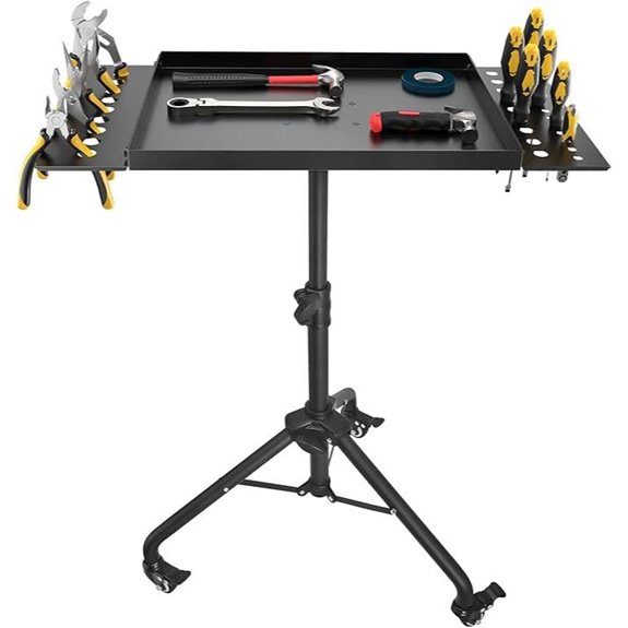 Rolling Tool Cart with Adjustable Height and Storage