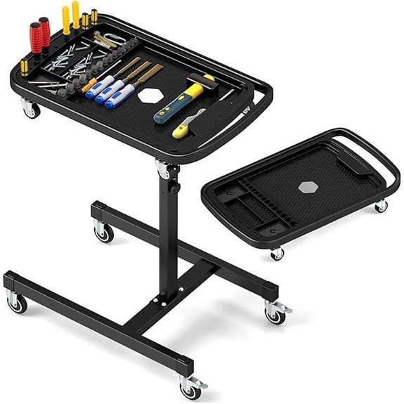 Goplus 2-in-1 Adjustable Mobile Workbench with Tray