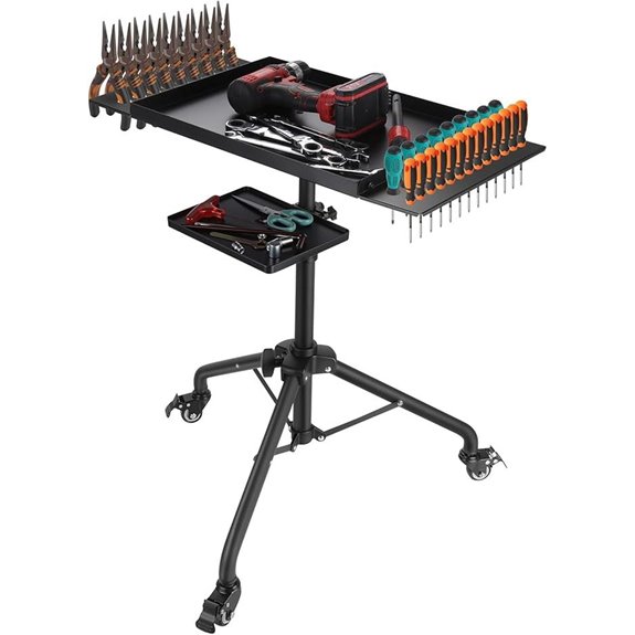 Adjustable Rolling Tool Cart with Tray Storage