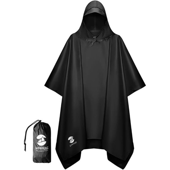 SaphiRose Hooded Waterproof Rain Poncho for Adults