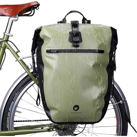 army green bicycle pannier