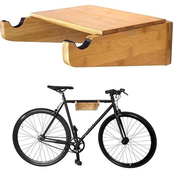 Bamboo Indoor Bike Wall Mount with Shelf
