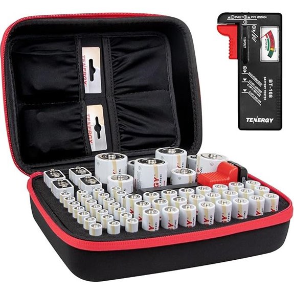 Tenergy Battery Organizer with Tester (Holds 60 Batteries)