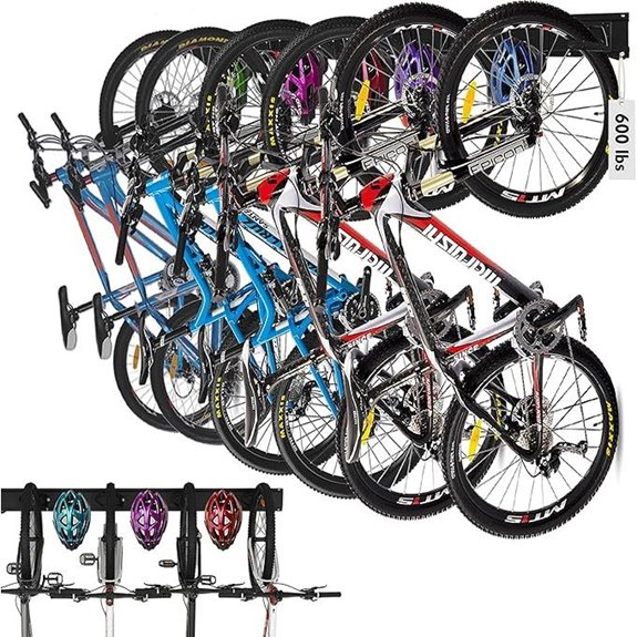 HORUSDY 6-Bike Wall Mount & Helmet Hooks Rack