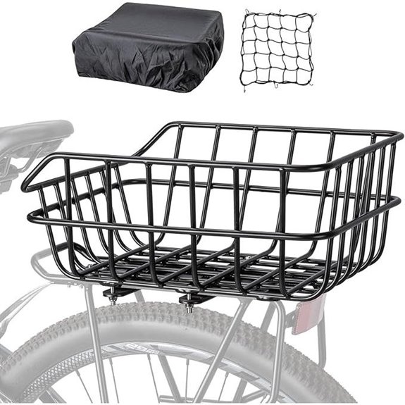 CXWXC Rear Bike Basket with Cargo Net & Cover