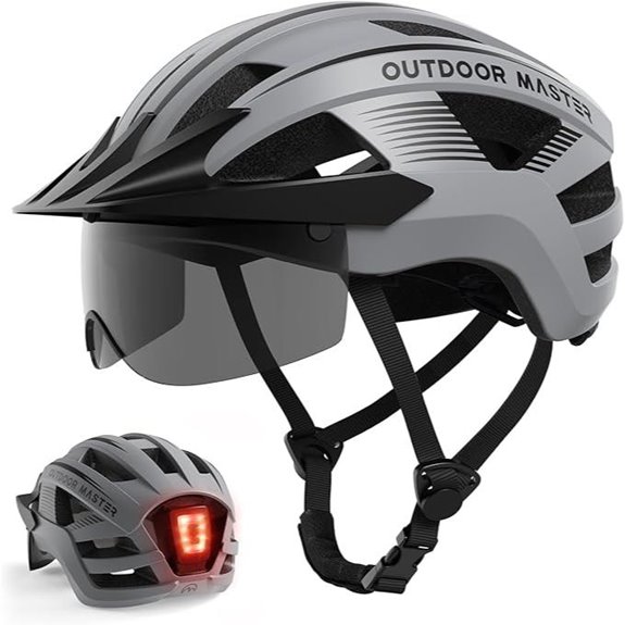 OutdoorMaster Bike Helmet with LED Light and Detachable Goggles