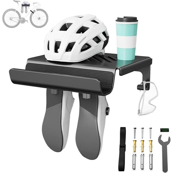 Bike Wall Mount Rack with Shelf and Hooks