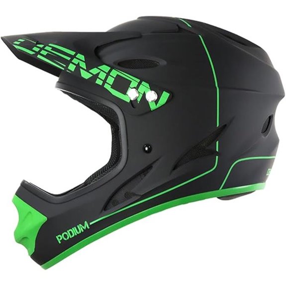 Demon United Podium Full Face Helmet Black/Green Lrg