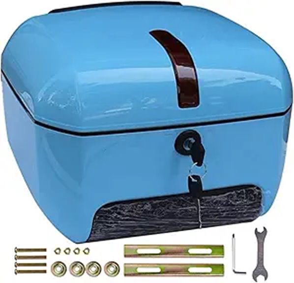 Motorcycle Scooter 28L Top Box Storage Trunk Blue