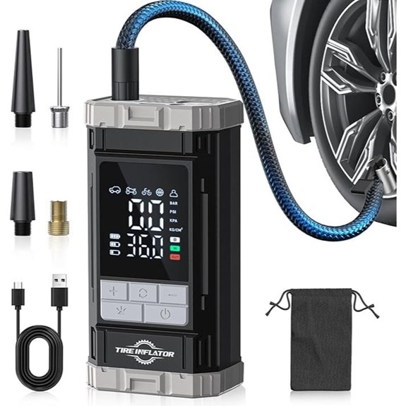 Portable Tire Inflator with Digital Gauge and Auto Shutoff