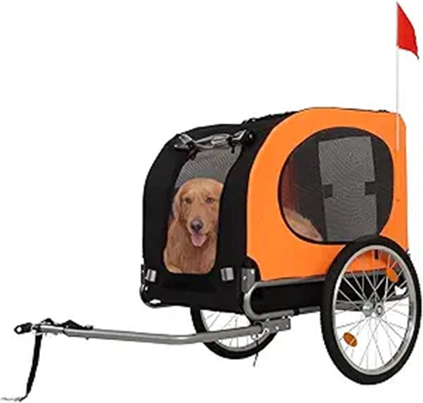 88Lbs Dog Bike Trailer with Air Tires and Safety Flag