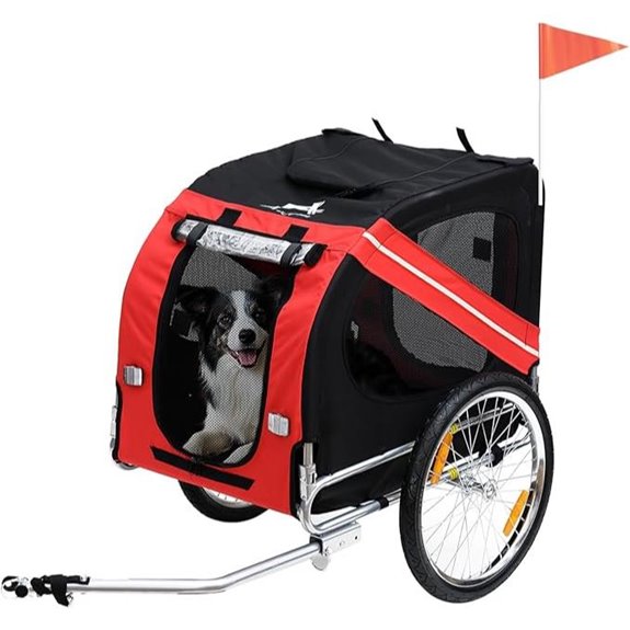 Aosom Dog Bike Trailer with Mesh Screen and Large Wheels