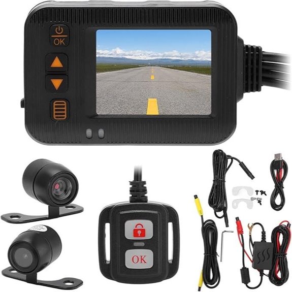Fydun Motorcycle Dash Cam with Dual Lens and Remote