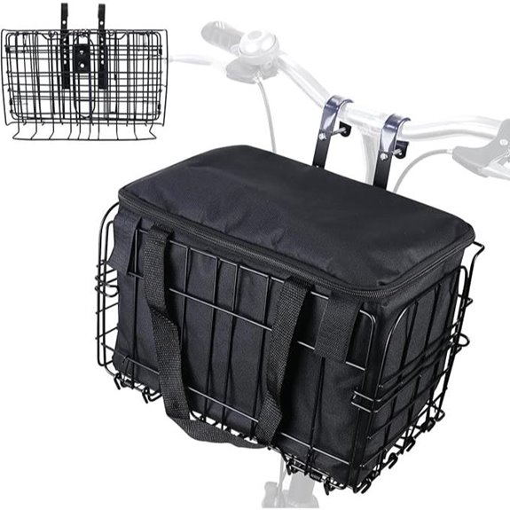 Heavy Duty Folding Bike Basket with Removable Liner