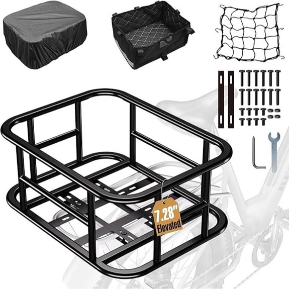Heavy-Duty Rear Bike Basket with Cover