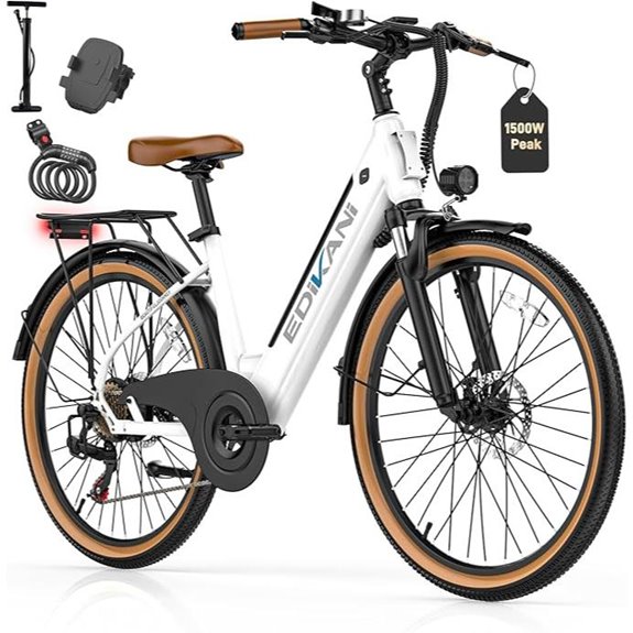 EDIKANI 1500W Electric Bike 26 Commuter Cruiser