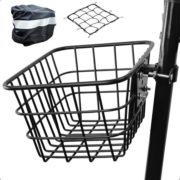 Electric Bicycle Bike Basket with Cargo Net and Cover