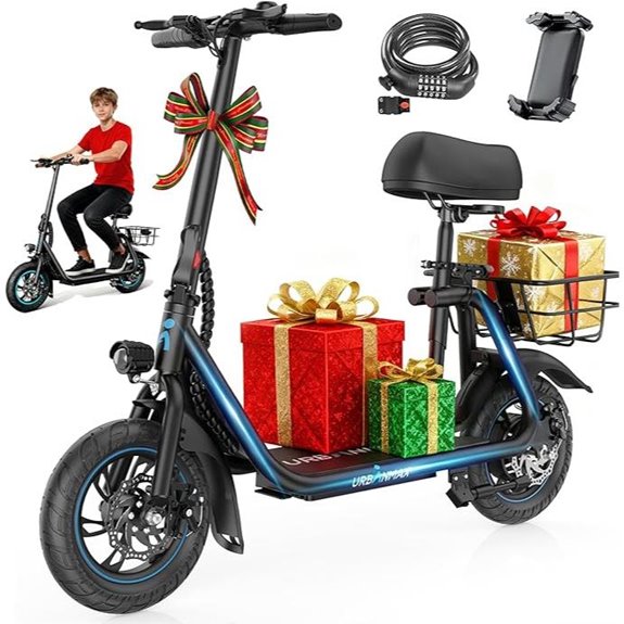 Urbanmax C1 Electric Scooter with Seat and Basket