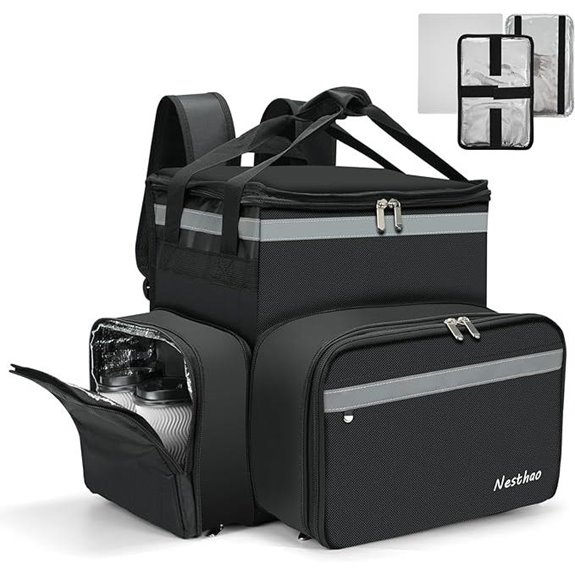Food Delivery Backpack with Expandable Cup Holders