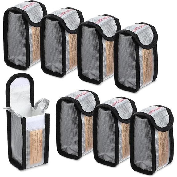 Aliceset Fireproof Lithium Battery Storage Bags (8 pcs)