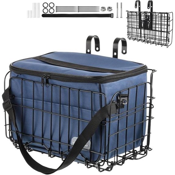 Foldable Bicycle Front & Rear Cargo Basket with Removable Liner