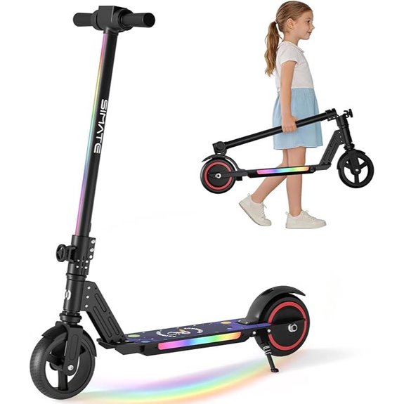 SIMATE Electric Kids Scooter with Lights and Foldable Design