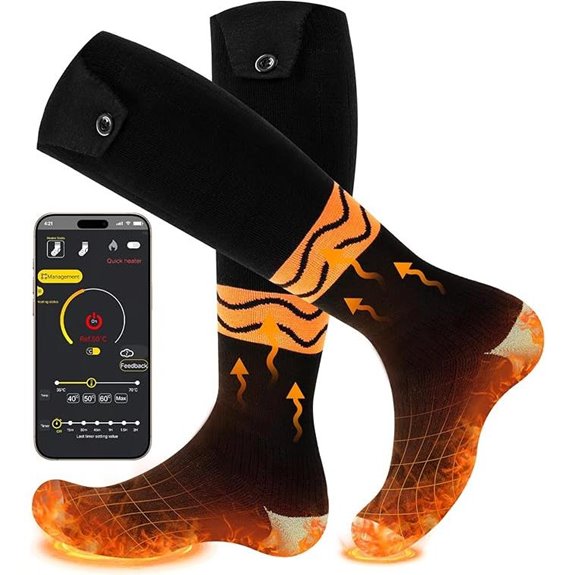 Heated Rechargeable Socks with App Control for Outdoors