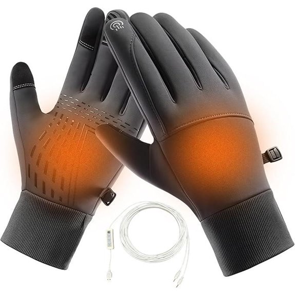 USB Heated Waterproof Touchscreen Gloves for Winter Sports