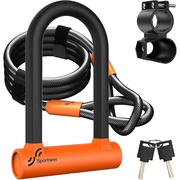 Sportneer Heavy Duty Bike U Lock with Cable