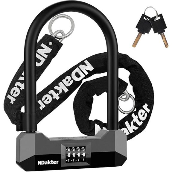 Heavy Duty Bike Lock with Chain and Combo Reset