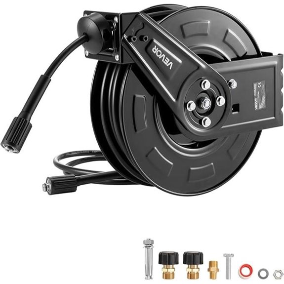 VEVOR 60ft Pressure Washer Hose Reel Heavy-Duty Steel
