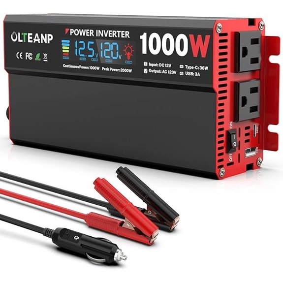 1000W Car Power Inverter with LCD USB Type-C