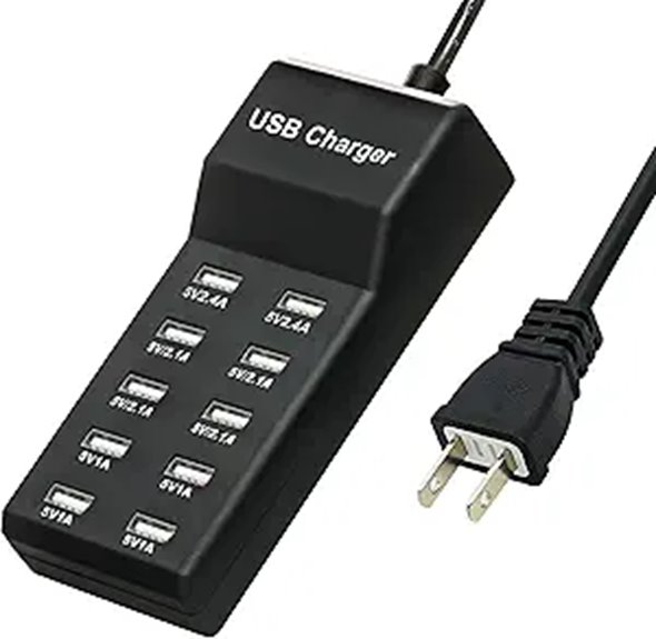 50W 10-Port USB Charging Station for Multiple Devices
