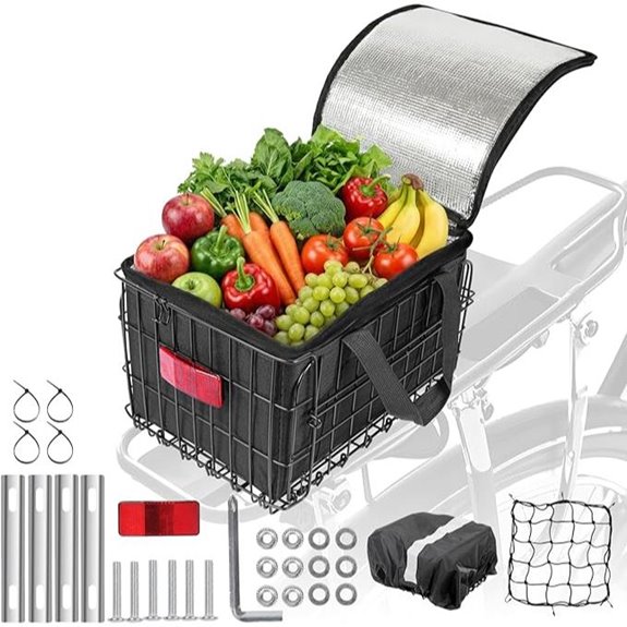 Rear Bike Basket with Insulated Waterproof Liner