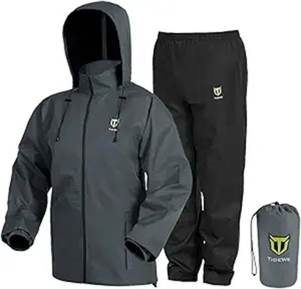 TIDEWE Rain Suit Waterproof Breathable Lightweight 2 Pieces Rainwear