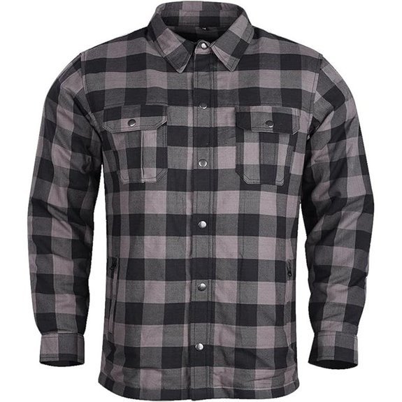 Men's Waterproof Biker Flannel Shirt with Armor Pockets