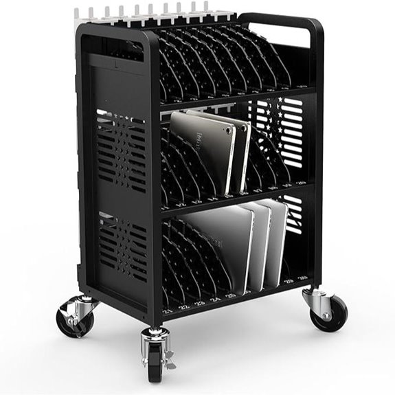 30-Unit Mobile Charging Cart with Cable Management