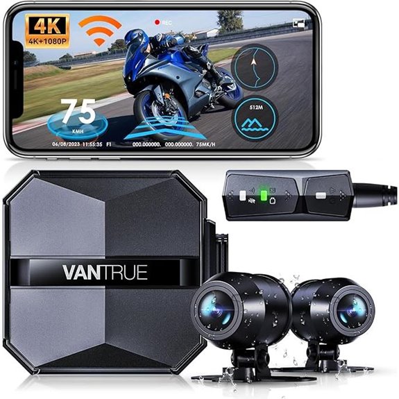 Vantrue F1 Motorcycle 4K Dash Cam with GPS & Night Vision