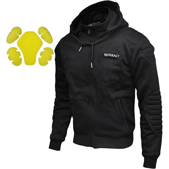 RIDERACT Motorcycle Hoodie with Detachable Hood and Armor
