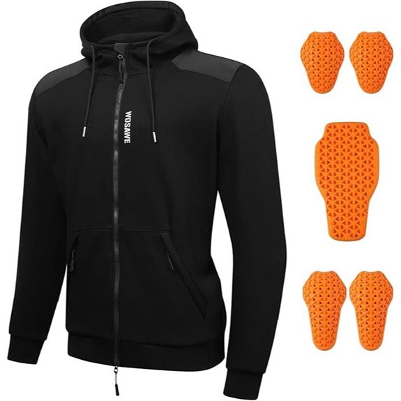 WOSAWE Motorcycle Hoodie with CE Pads and Mesh Lining