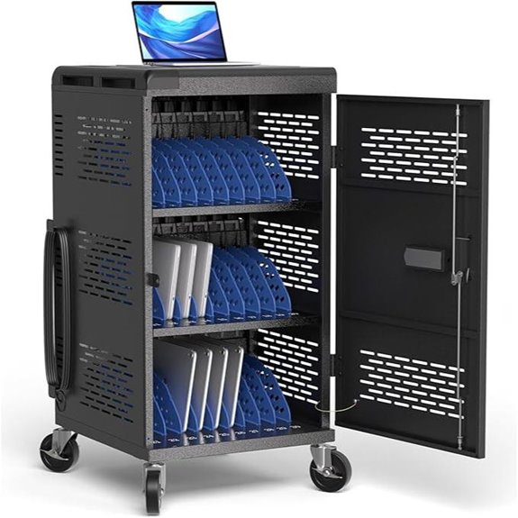 30-Unit Device Charging Station with Cable Management