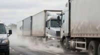 passing trucks create side winds