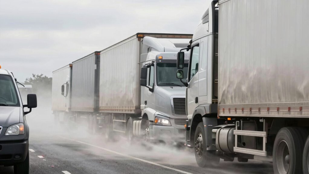 passing trucks create side winds
