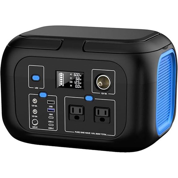 Portable 600W Power Station with Solar & LED Light