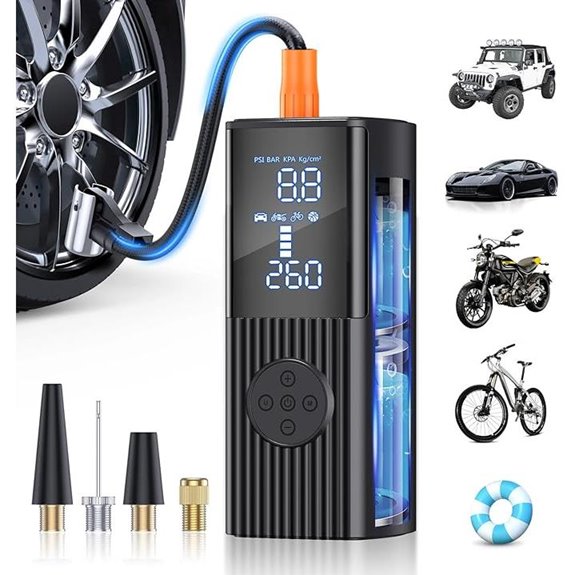 Portable Tire Inflator with Digital Gauge and LED Light