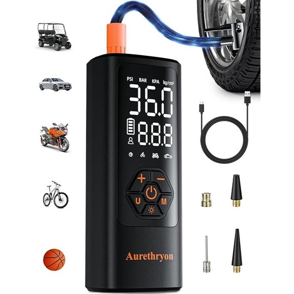 portable tire inflator with gauge